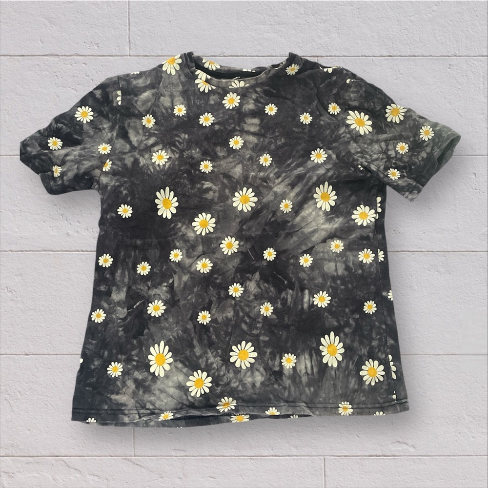 Women's Blackish blueish purplish Tie-Dye Floral Tee straight from the 1990s